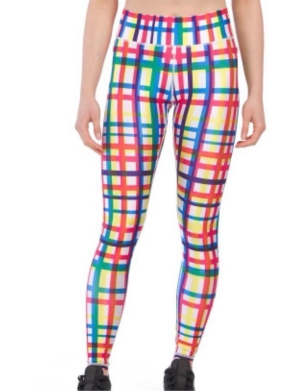Terez Multicolor Plaid Crop Legging Set - Red, Blue, Green, Yellow, Purple